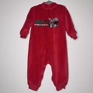 Harley Davidson Red Christmas Embroidered One Piece Infant Outfit 18 Months